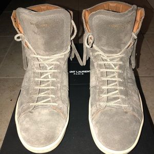 Saint Laurent (YSL) Men’s Suede Sneakers in Gray